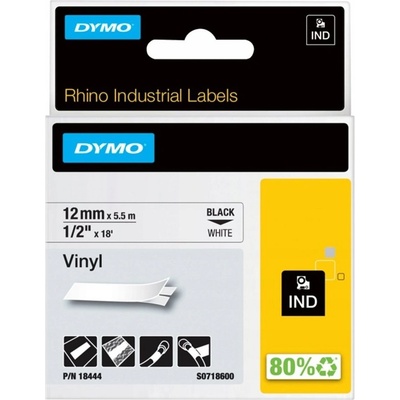 Dymo Rhino 18444 12 mm biela / čierna tlač 5.5 m vinylová