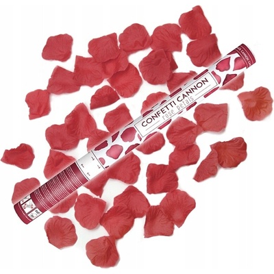 Konfety v tube lupene ruží tmavo červené 80cm