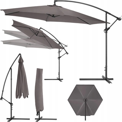 tectake 400623 slnečník s bočnou nohou 350 cm s obalom zelená