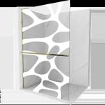 Mexen Kioto+ L душ кабина с рафт Walk-in 80 x 200 см, бяла вълна, златна - 800-080-123-50-97 (800-080-123-50-97)