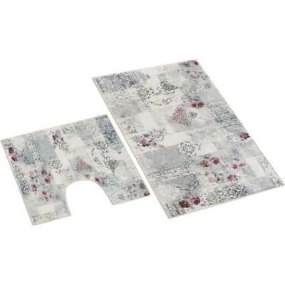 Bellatex Koupelnová sada 3D tisk Ornament smetanová černá růžová 60x100 60x50 cm