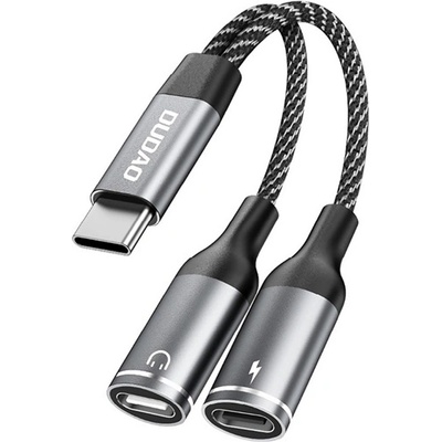 Dudao l13c+ аудио адаптер и разклонител за кабел за зареждане, 11 см, СВЕТЛОСИВО gp-190550 (gp-190550)