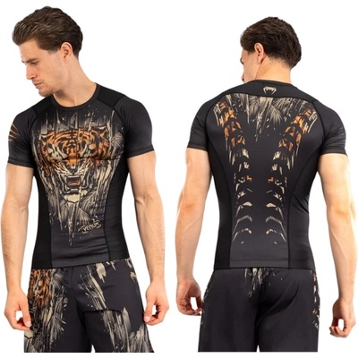 VENUM Рашгард Venum Tiger Short Sleeve Black/Neon Orange - XXL
