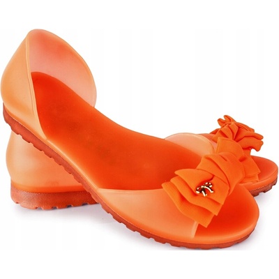 Balerinky medovky sandále mašlička oranžové