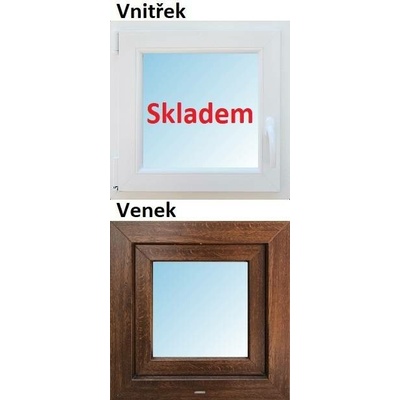 Soft Plastové okno 75x75 cm zlatý dub/bílá, otevíravé i sklopné, Levé