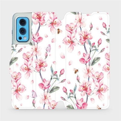 Mobiwear Flip OnePlus Nord 2 5G M124S Růžové květy