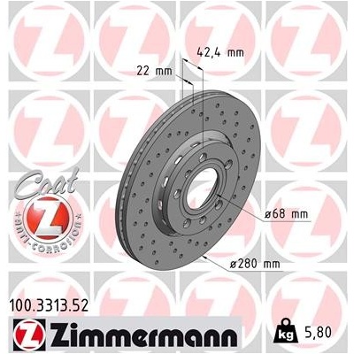 ZIMMERMANN Brzdový kotúč 100331352