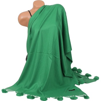 Image 1 of Кашмирен шал в зелено с пухчета