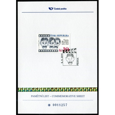Česká pošta (2011) PLZ 4 - Pamětní list - Vlasta Burian
