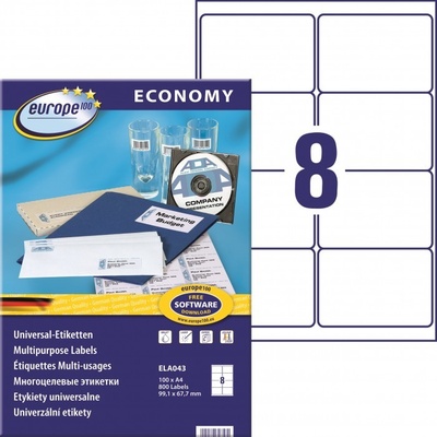 E100 Etikety ILK 100 listů bílá 99,1 x 67,7 mm ELA043