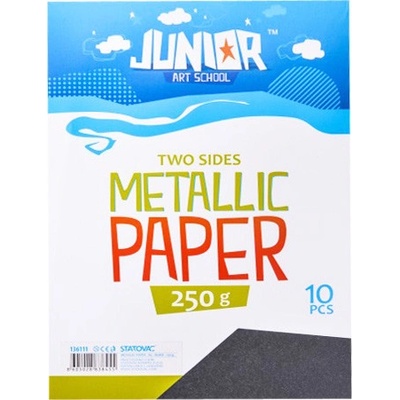Dekorační papír Metallic černý A4, 10ks, 250g