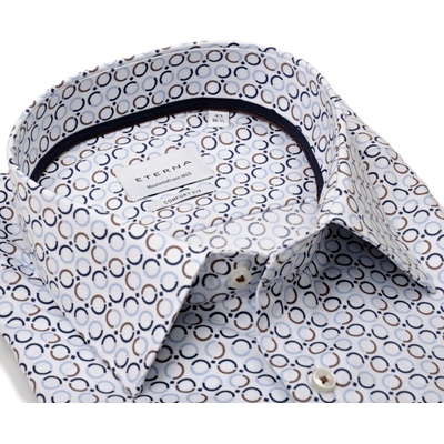 Eterna Comfort Fit Twill košile s modro-hnědými kroužky krátký rukáv