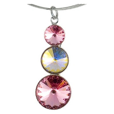 Klimm růžový Rivoli se Swarovski elements s třemi kameny light rose 1615