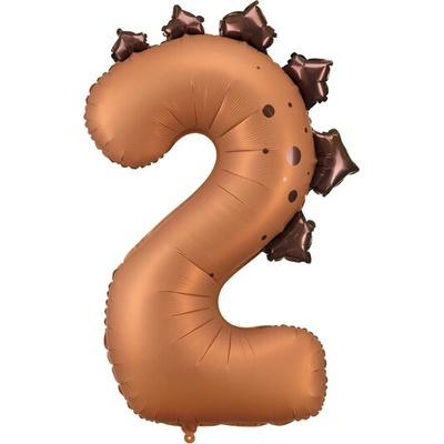 PartyDeco Balón Číslo 2 Dino 92 cm