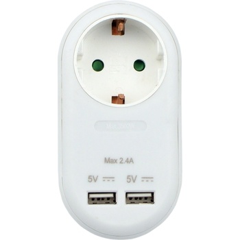 Xmart Адаптер Xmart, 1 x Шуко, 2 x USB, Бял (10438)