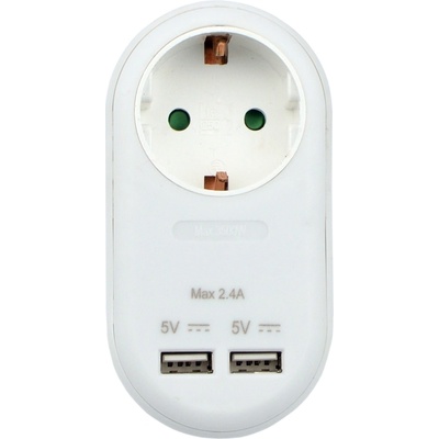 Xmart Адаптер Xmart, 1 x Шуко, 2 x USB, Бял (10438)