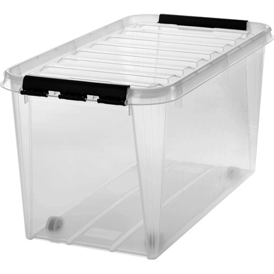 Smartstore Úložný box Classic plast 70 l čierne úchytky 3477070 priehľadný