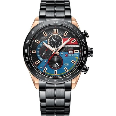 Curren Мъжки часовник Curren Rheot, Неръждаема стомана, Хронограф, Черен / Розово Злато (CURREN-8410-BLACK-ROSEGOLD)
