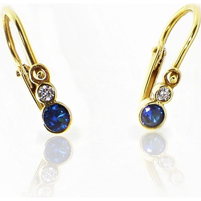 Jan Kos jewellery zlaté náušnice s modrým kamenem 31502533