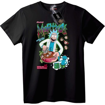 NOONEBRAND Тениска Rick and Morty Зърнени Закуски - 4XL, Black