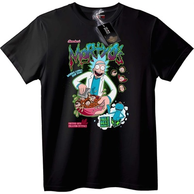 NOONEBRAND Тениска Rick and Morty Зърнени Закуски - 4XL, Black