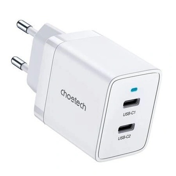 Choetech Бързо мрежово зарядно Choetech Q5006-UE, 2xUSB-C, PD 40W, 3A, Бяло (6932112103512)