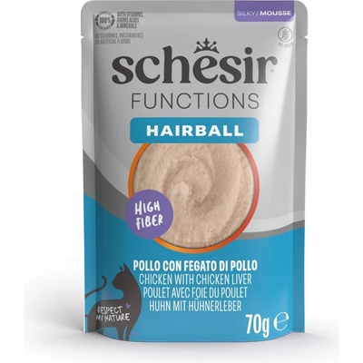 Schesir Functions Mousse 12 x hairballs kuře a kuřecí játra 70 g