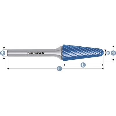Karnasch 116039025 | L (KEL) - Kužeľová zaoblená fréza HP-9 12,0x32x6-77/14° mm, povlakované