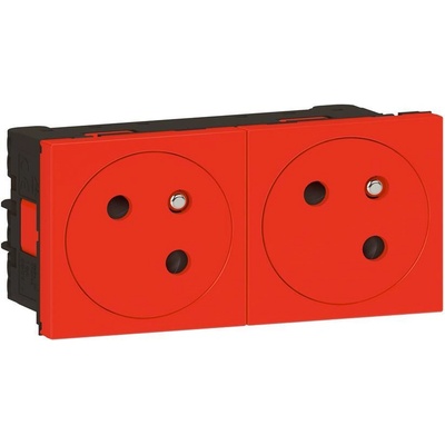 Legrand Контакт ФРЕНСКИ стандарт ДВОЕН 45° плосък 4 мод. цвят червен Mosaic - 278172L (278172L)