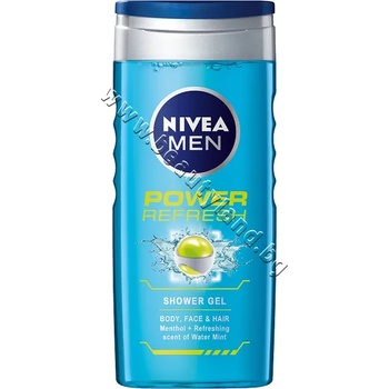 Nivea Душ гел Nivea Men Power Fresh Shower Gel, 250 ml, p/n NI-80834 - Душ гел за мъже за лице, коса и тяло с ментол и аромат водна мента (NI-80834)