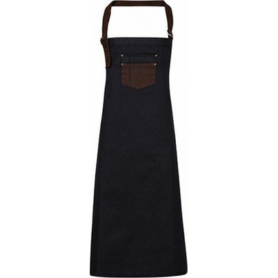 Premier Workwear Džínová zástěra s povoskovaným vodoodpudivým povrchem modrá námořní hnědá 72x86cm PW136