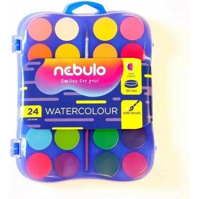 Nebulo vodové farby so štetcom 30 mm 24 farieb