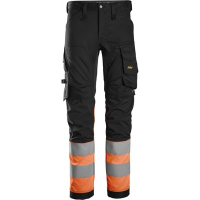 Snickers Workwear reflexné nohavice AllroundWork Stretch pracovná trieda 1 čierne/oranžové
