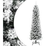 vidaXL Изкуствена тънка коледна елха с флокиран сняг 210 cm PVC&PE (4019688)