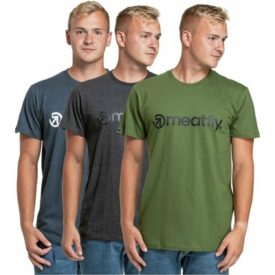 Meatfly опаковка мъжки тениски MF Logo Multipack Charcoal Heather/Olive/Navy Heather | Сива Meatfly | Siv | МЪЖЕ | S