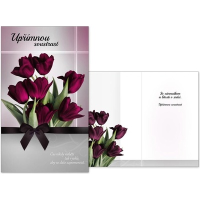 Přání kondolenční M13-066, fialové tulipány