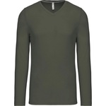 Kariban v-neck k358 / Мъжка тениска с дълъг ръкав - тъмно каки xxl (20k35807205)