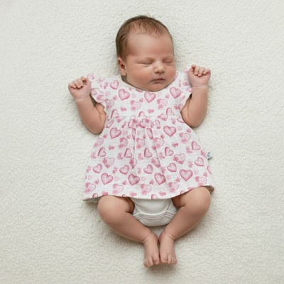 Mušelínové body šatičky Baby service srdíčka – Zboží Dáma