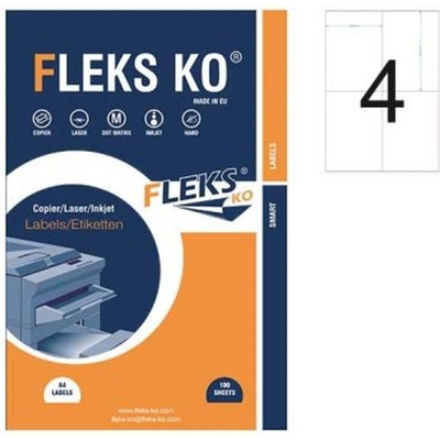 Fleks-Ko Етикети Fleks Ko Бели, прави ъгли, 105x148.1 mm A4, 100 л. 4 (520190-11-22031)