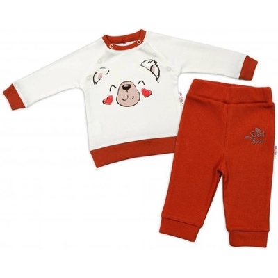 Baby Nellys Detská tepláková súprava Teddy,dvojaké zap. pri krku smotanová