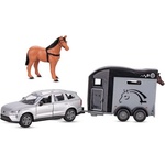 Mikro Kids Globe Traffic Volvo EX90 метал с ремарке за коне 28см обратен ход (520457)