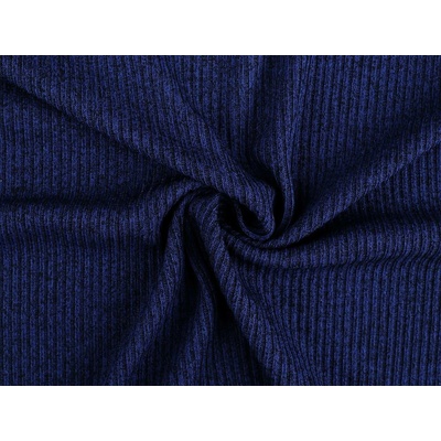 Žebrovaná šatová pletenina / svetrovina, střední, 3 (330 g/m²) modrá
