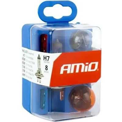 AMIO Sada halogenových žárovek a autopojistek 8ks H7