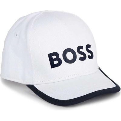 Boss Детска памучна шапка с козирка boss в бяло с принт (j50977.)