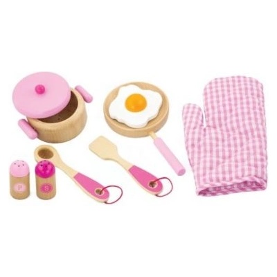 Viga Toys - Дървен готварски комплект - Розов (50116_1)