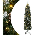 vidaXL Изкуствена тънка коледна елха, 300 LED, 240 см (3315782)