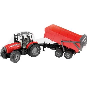 BRUDER Bruder Massey Ferguson 7480 модел, червен/черен, с ремърке с изсипване (02045)