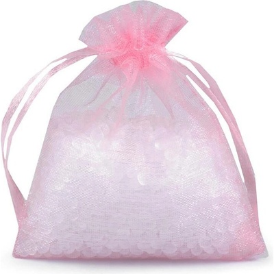 Dárkový pytlík 7x9 cm organza - růžová sv. (5 ks)