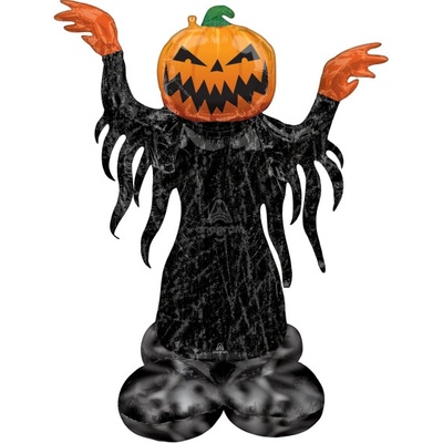 amscan Halloween fóliový balónek AirLoonz Strašidelná stojící dýně 93x134 cm černá oranžová
