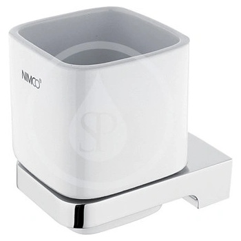 Nimco Maya Pohárik na kefy a pastu s držiakom, biela keramika/chróm MA 29058K-26